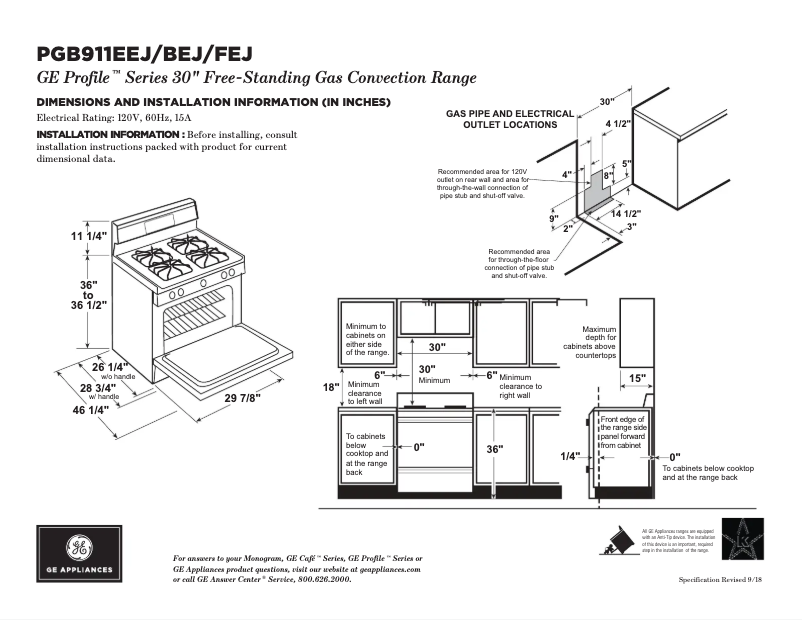 First page image of the manual for Profile PGB911EEJES