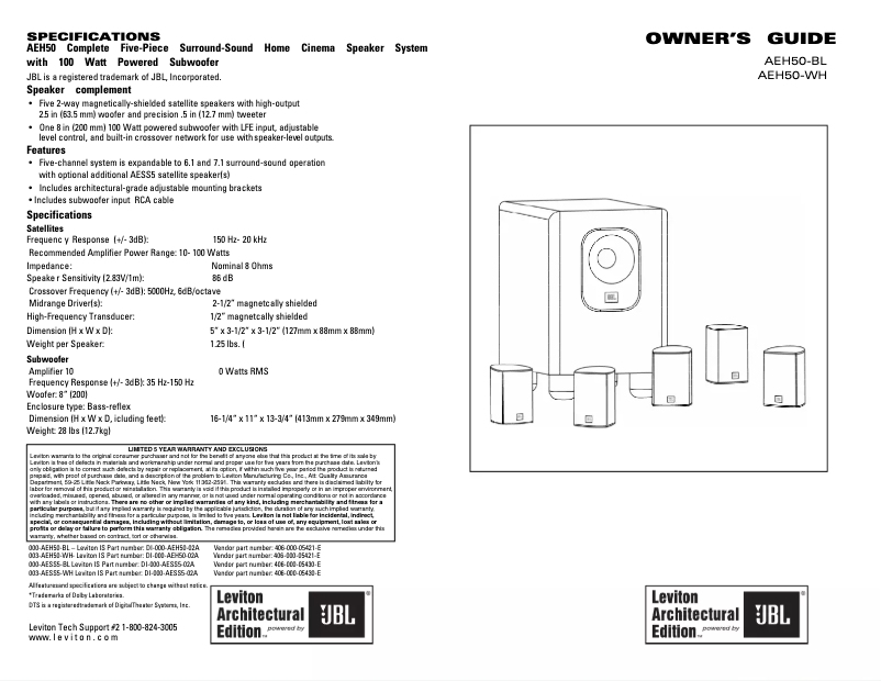 Page 1 of the manual User Manual Leviton AEH50