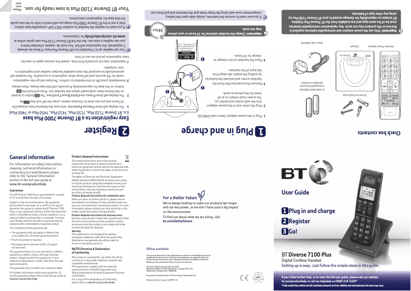 First page image of the manual for Diverse 7100 Plus