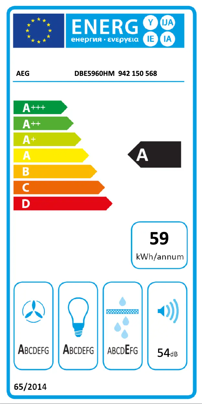 Page 1 of the manual Energy Label AEG DBE5960HM