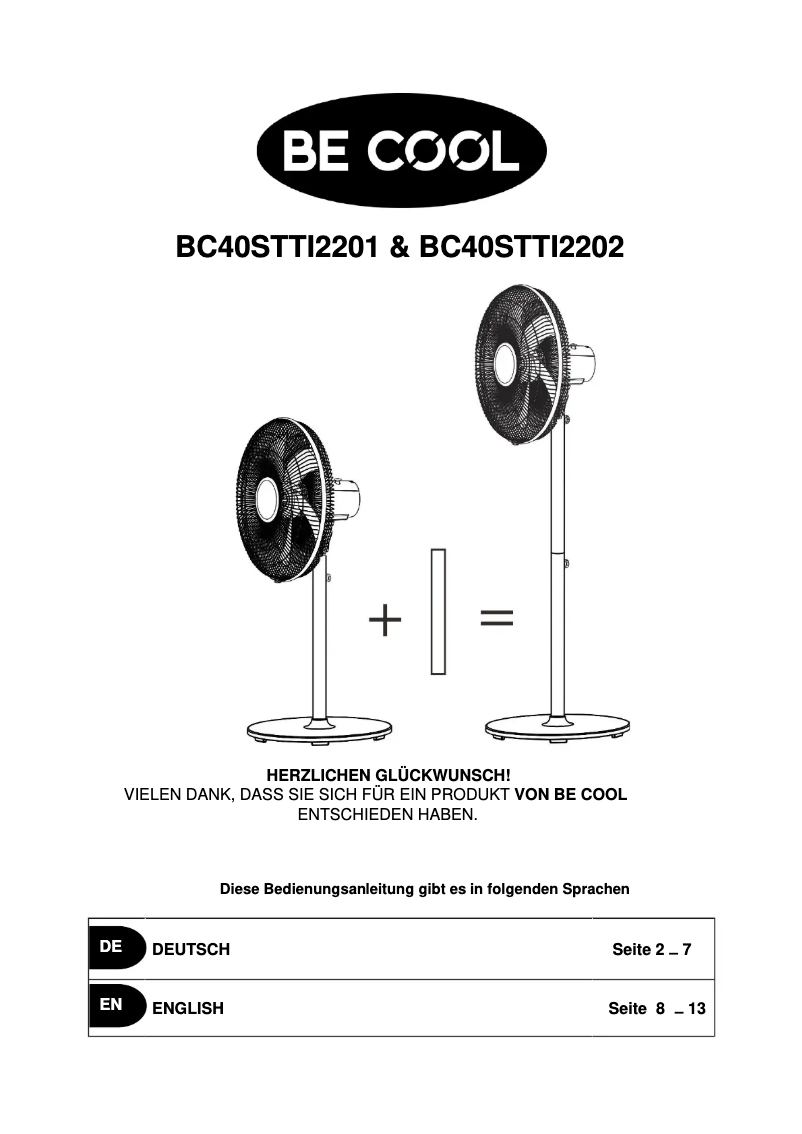 Page 1 de la notice Manuel utilisateur Be Cool BC40STTI2201