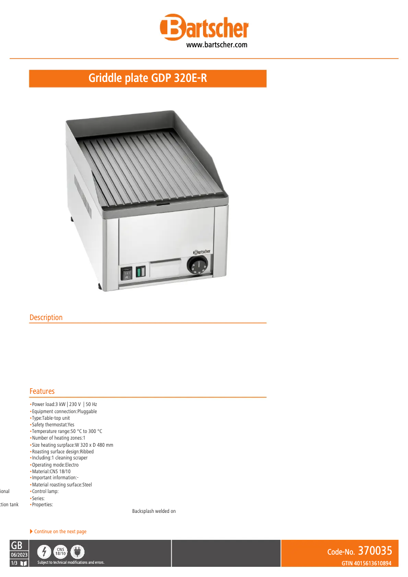 First page image of the manual for GDP 320E-R