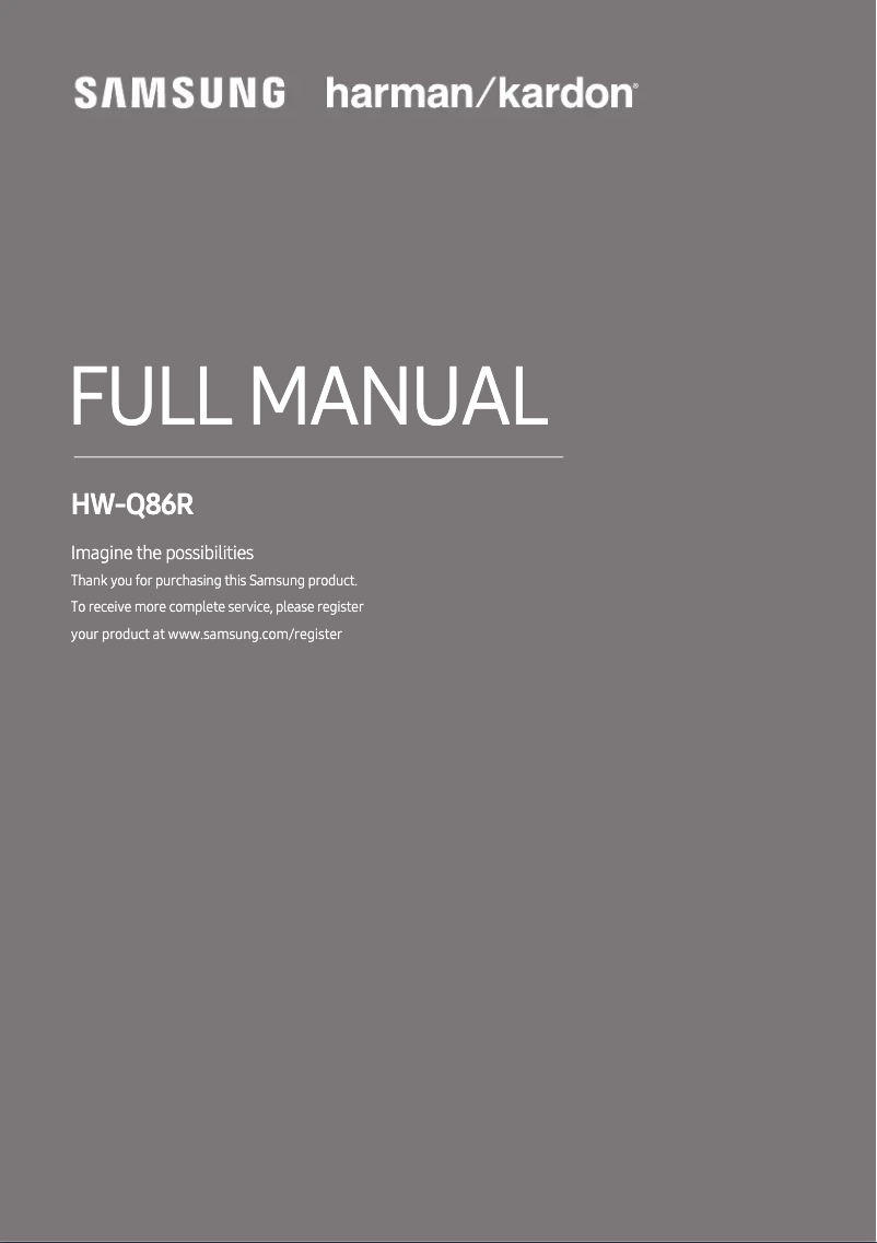First page image of the manual for HW-Q86R