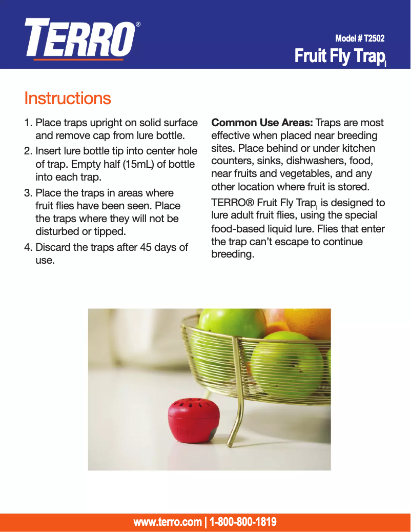 First page image of the manual for Fruit Fly Trap