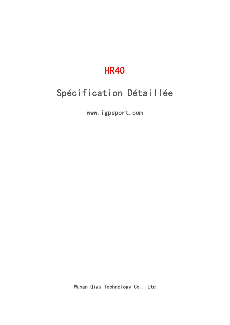 Page 1 of the manual User Manual iGPSport HR40