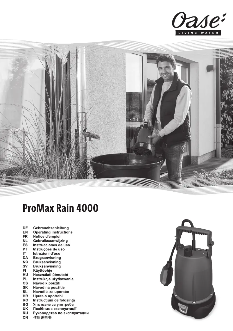 Page 1 of the manual User Manual Oase ProMax Rain 4000