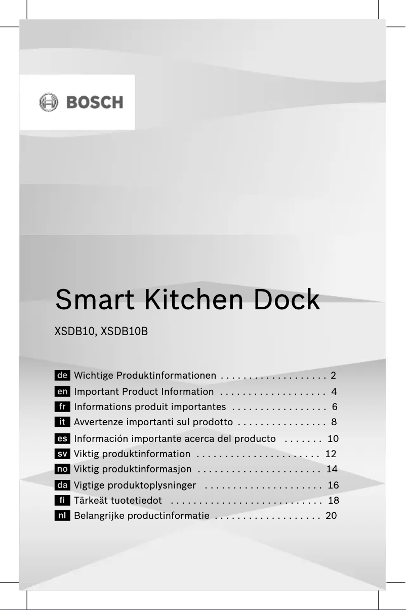 First page image of the manual for Smart Kitchen Dock XSDB10