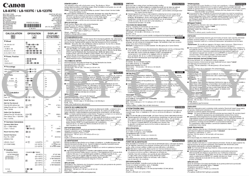 First page image of the manual for LS-83TC