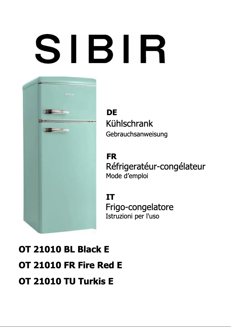 First page image of the manual for OT 21010