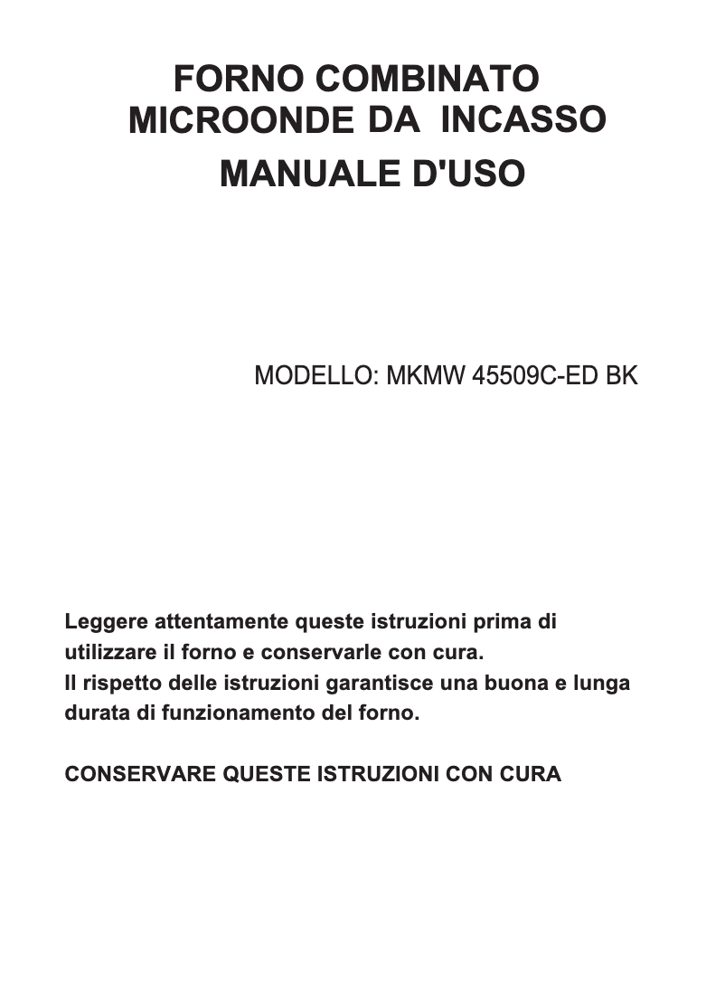 First page image of the manual for MKMW 45509C-ED BK