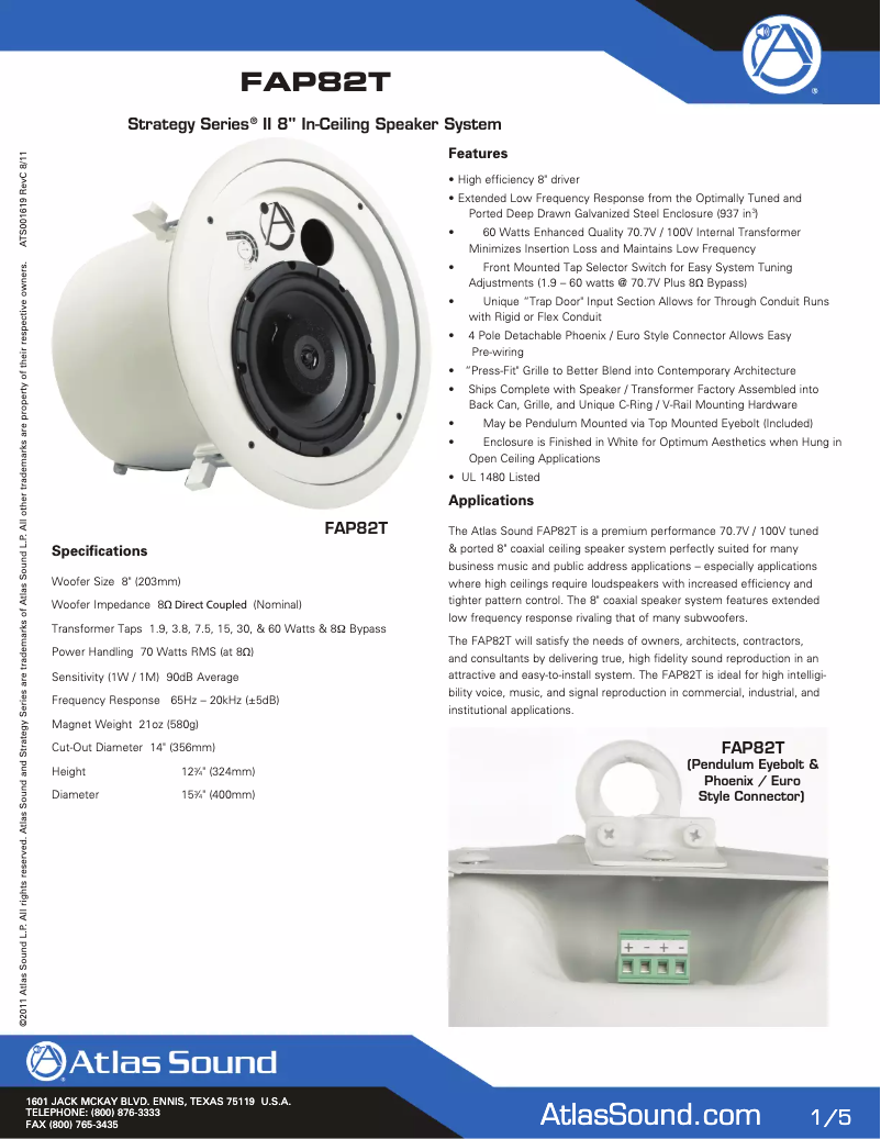 First page image of the manual for FAP82T