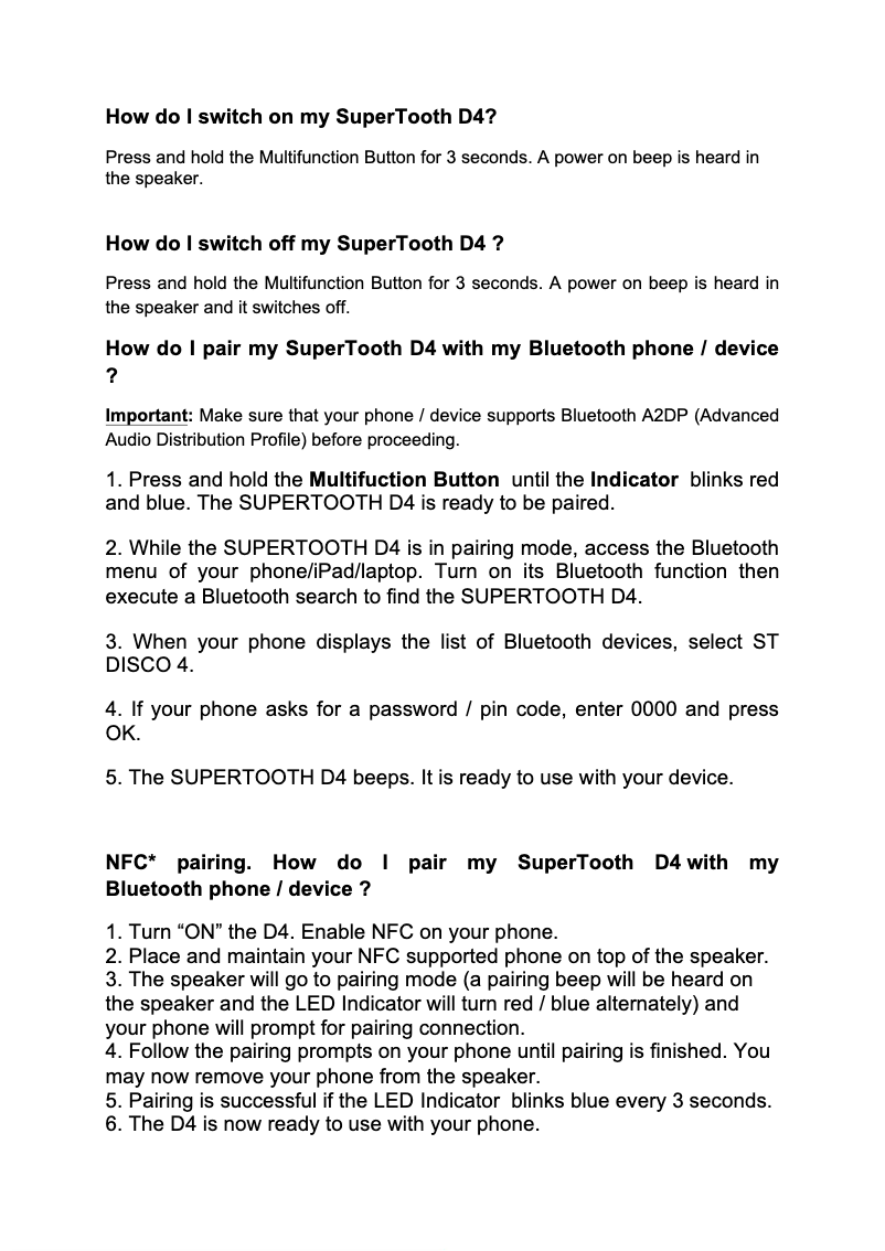 First page image of the manual for D4