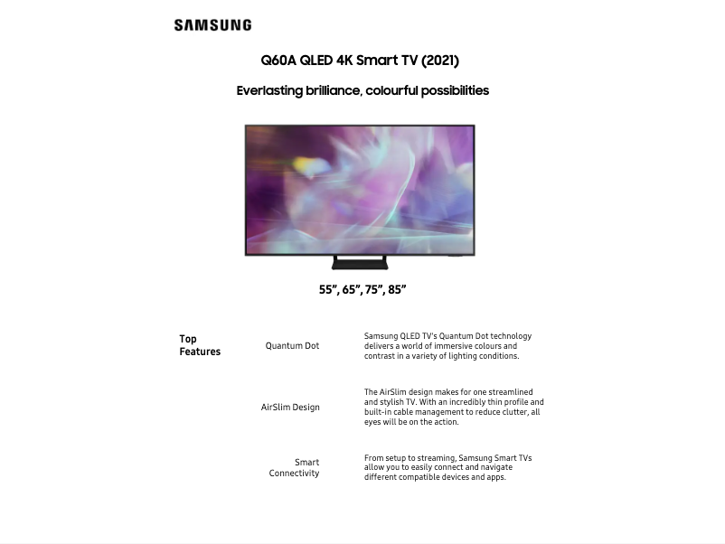 Page 1 of the manual Technical Sheet Samsung QA65Q60AAWXXY