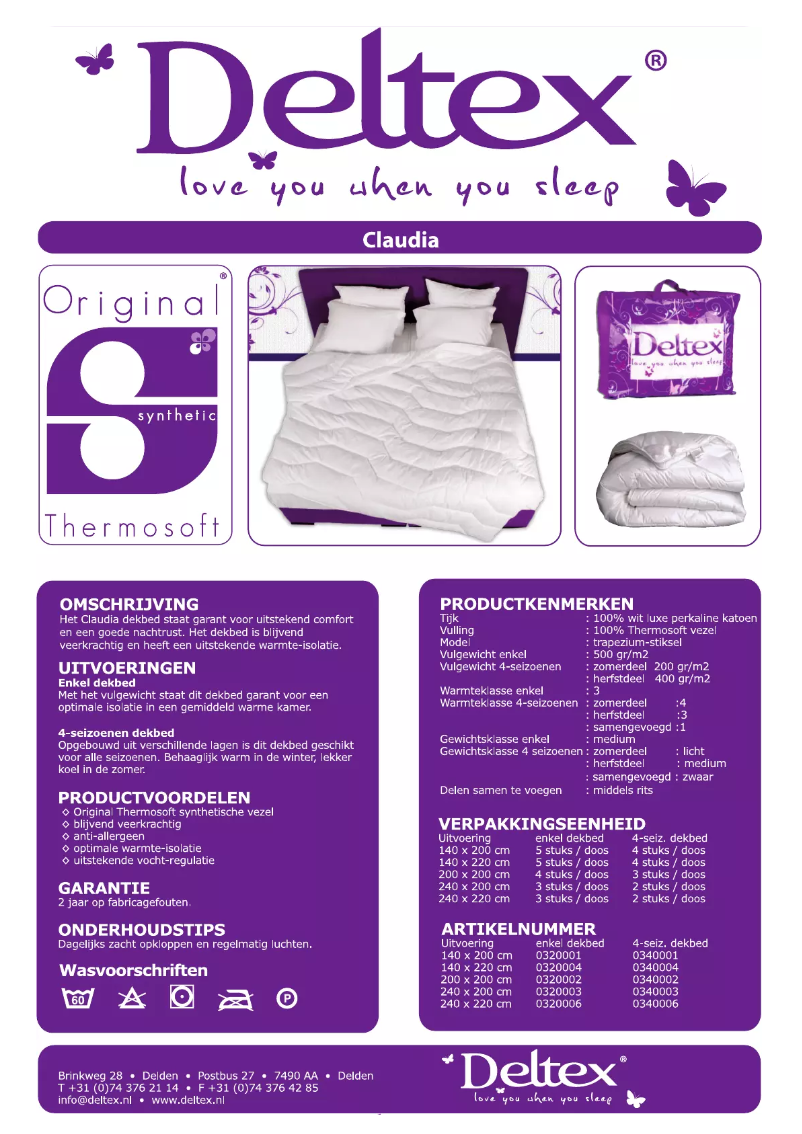 Page 1 of the manual User Manual Deltex Claudia