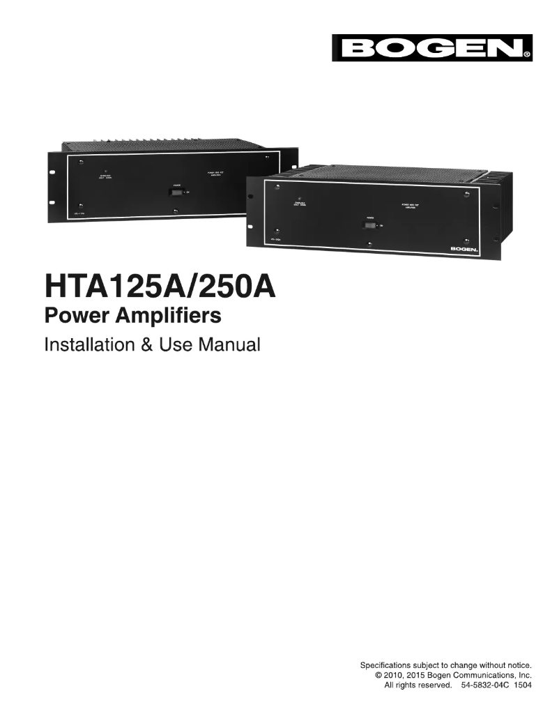 Page 1 of the manual User Manual Bogen HTA250A