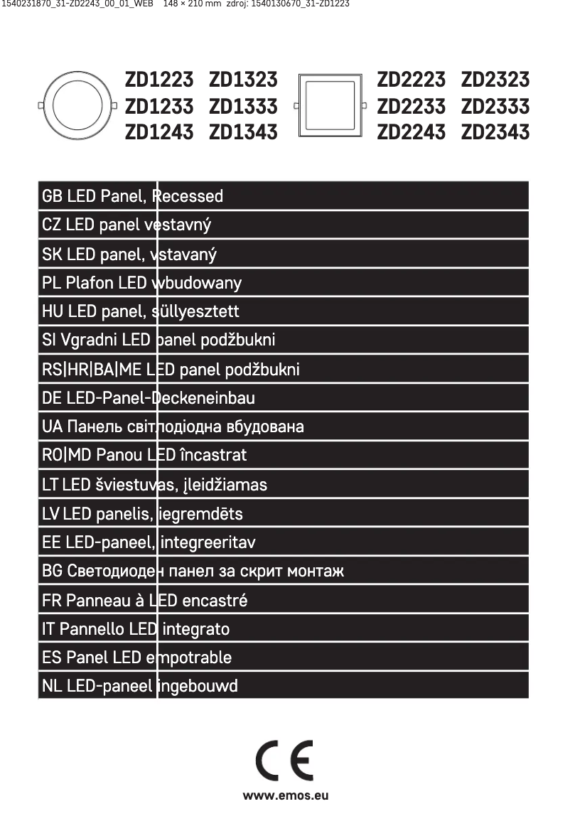 First page image of the manual for ZD2243