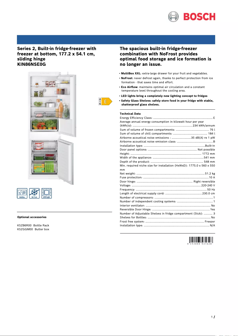 First page image of the manual for KIN86NSE0G