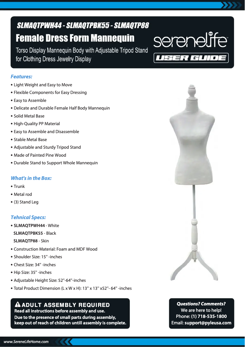 Page 1 of the manual User Manual SereneLife SLMAQTPBK55