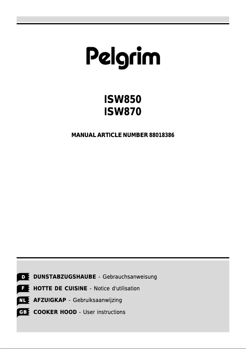 Page 1 of the manual User Manual Pelgrim ISW 850
