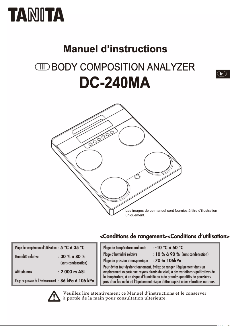 Page 1 of the manual User Manual Tanita DC-240MA III