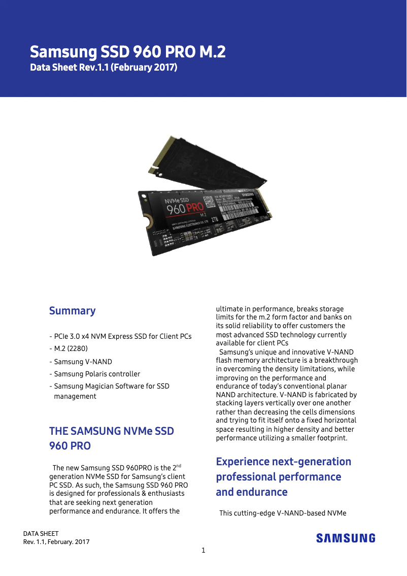 Page 1 of the manual User Manual Samsung MZ-V6P512