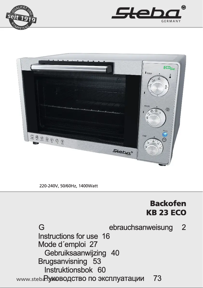 Page 1 of the manual User Manual Steba KB 23 ECO