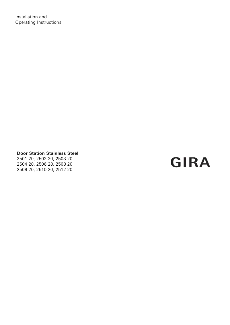 Page 1 de la notice Manuel utilisateur Gira 2502 20