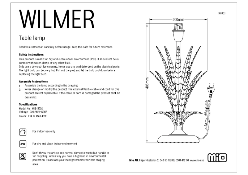 Page 1 of the manual User Manual Mio Wilmer