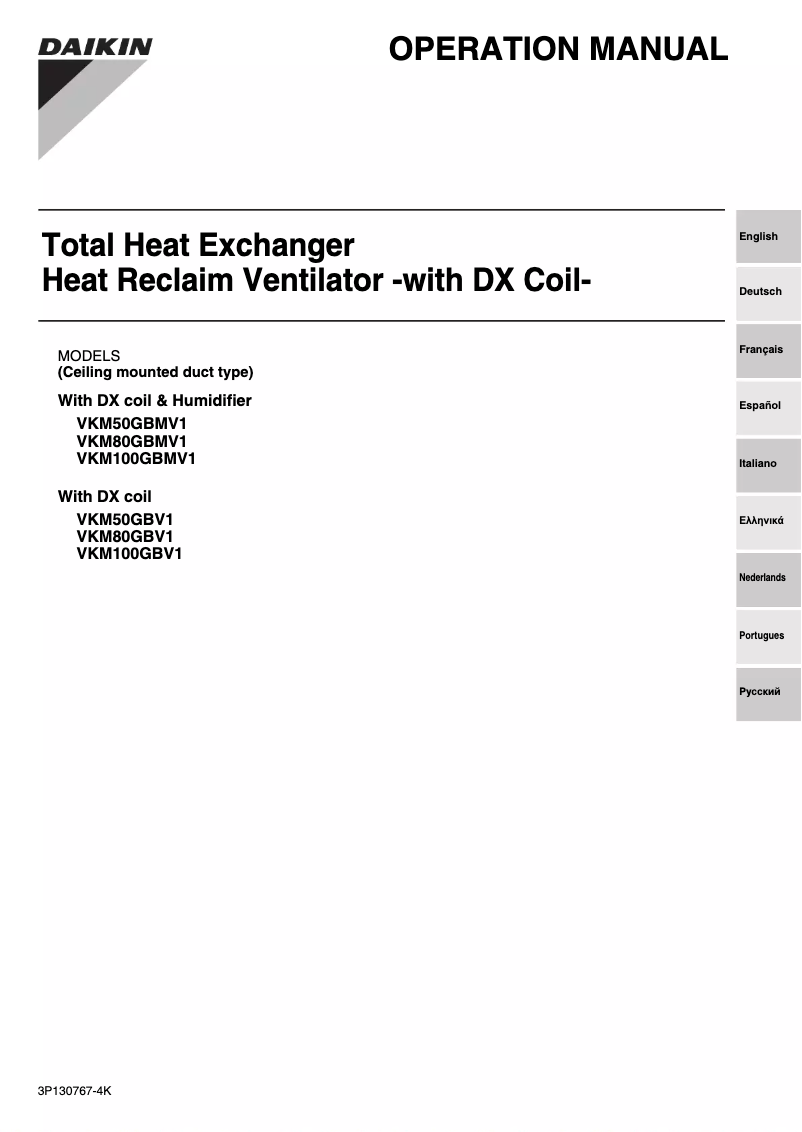 Page 1 of the manual User Manual Daikin VKM80GBV1