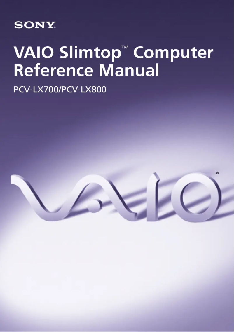 First page image of the manual for Vaio PCV-LX800