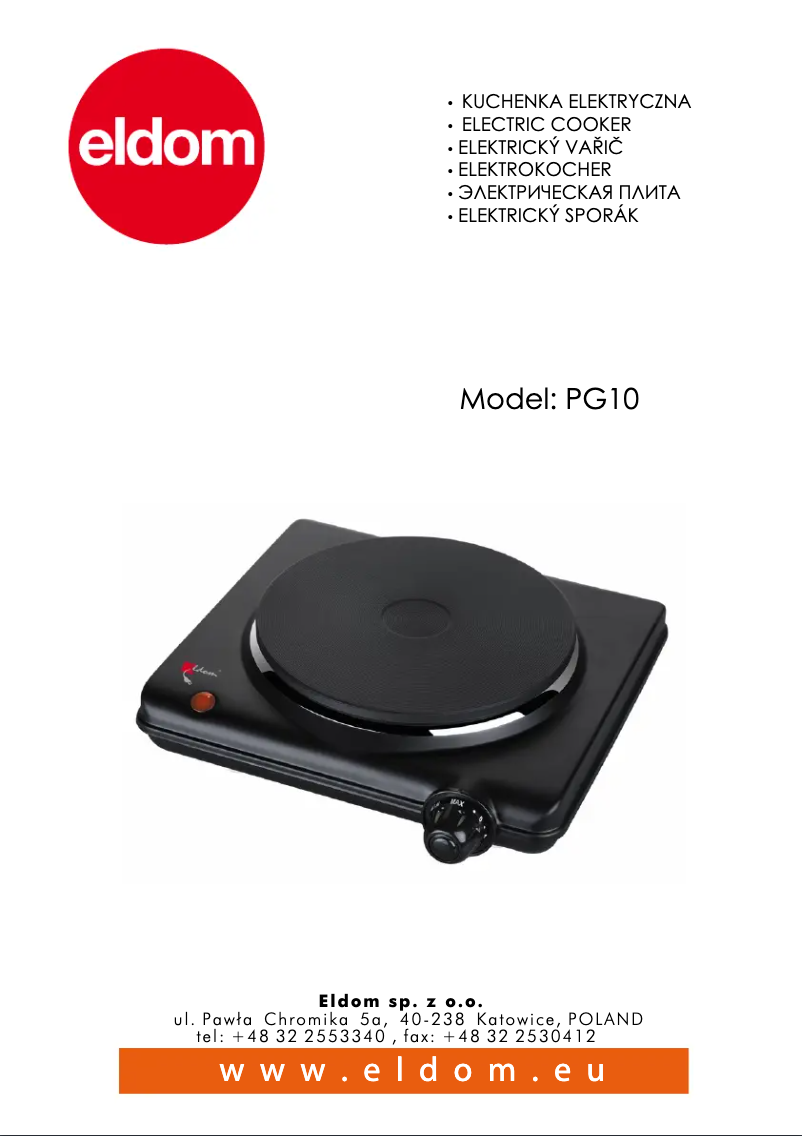 First page image of the manual for MONA PG10