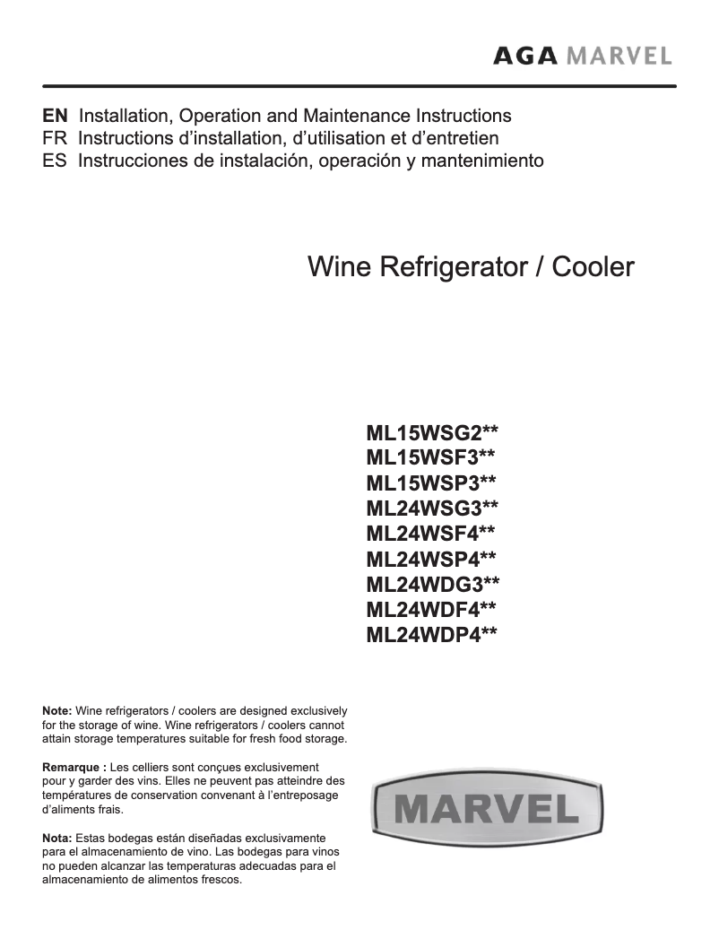 First page image of the manual for ML24WSP4LP