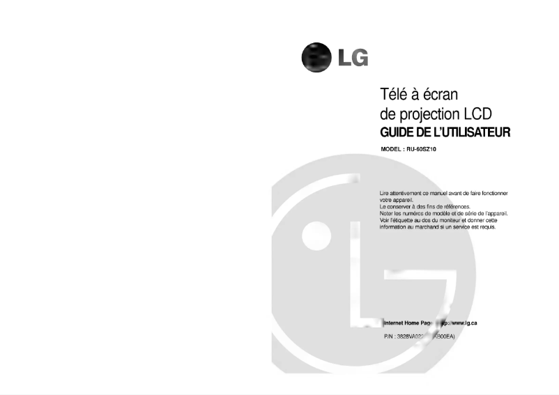 First page image of the manual for RU-60SZ10