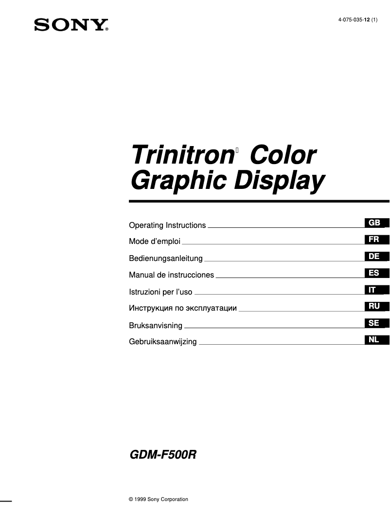 Page 1 of the manual User Manual Sony GDM-F500R