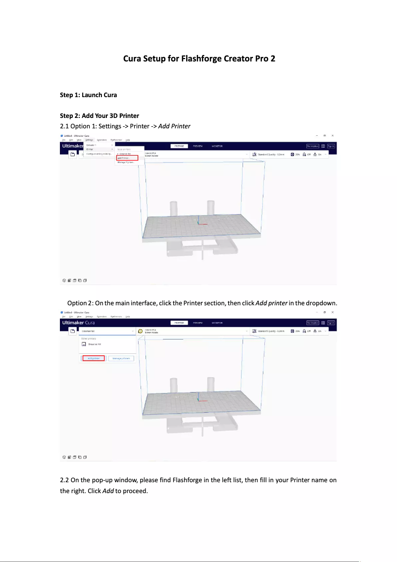 Image de la première page du manuel de l'appareil Creator Pro 2
