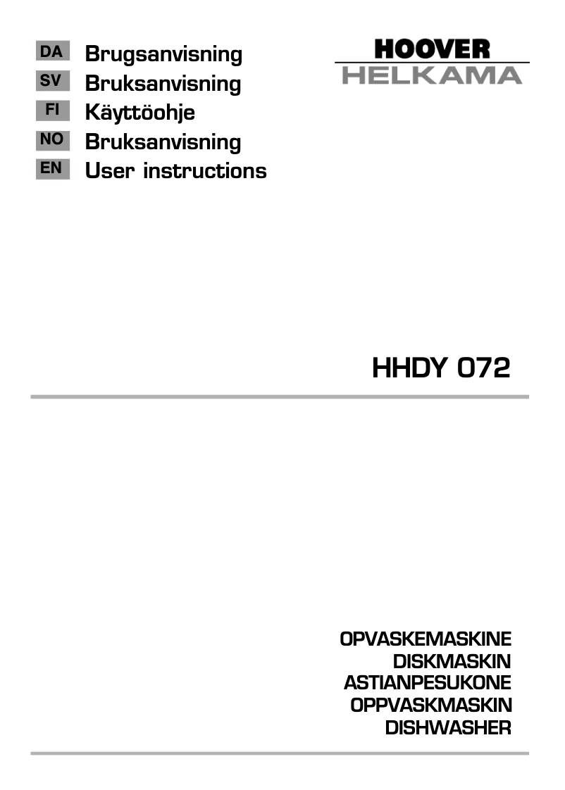 First page image of the manual for HHDY 072-86