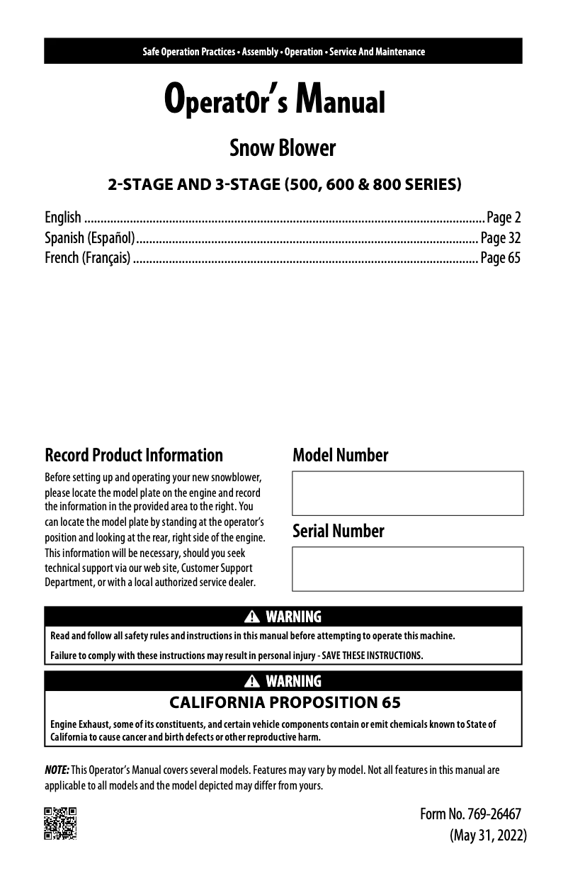 First page image of the manual for Vortex 2610