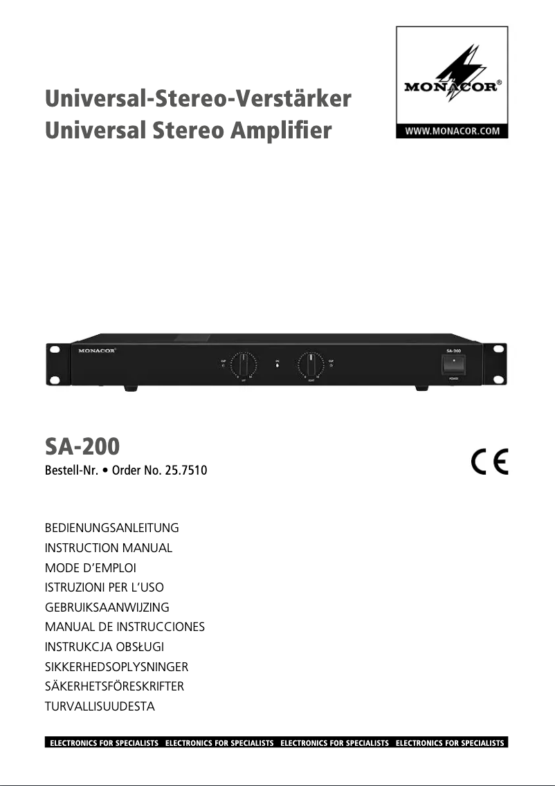 Page 1 of the manual User Manual Monacor SA-200