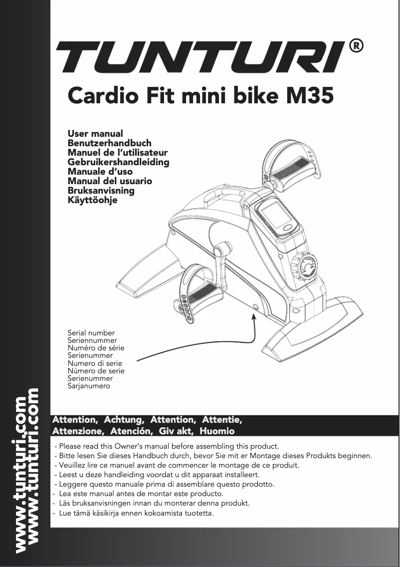 Page 1 de la notice Manuel utilisateur Tunturi Cardio Fit mini bike M35