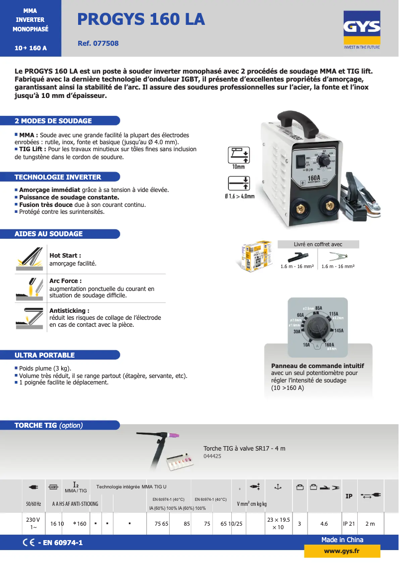 First page image of the manual for ProGYS 160 LA