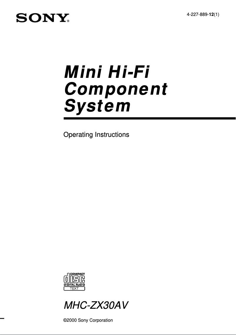 First page image of the manual for MHC-ZX30AV