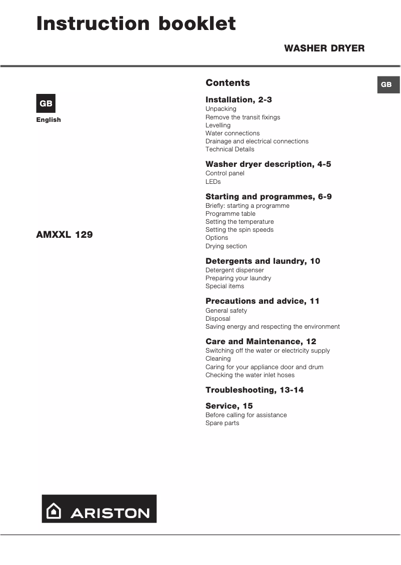 First page image of the manual for AMXXL 129