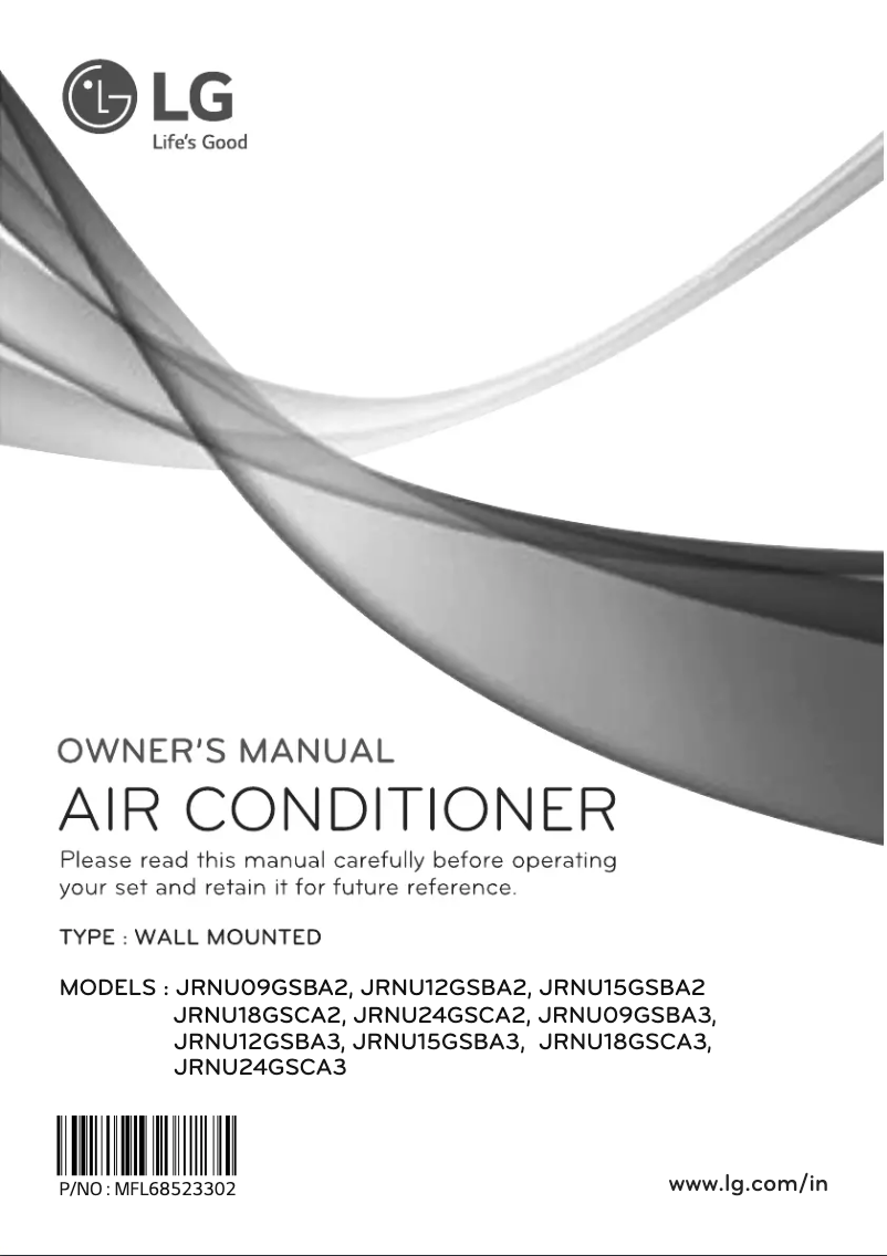 First page image of the manual for JRNU09GSBA3