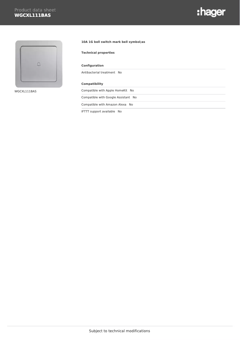 First page image of the manual for WGCXL111BAS