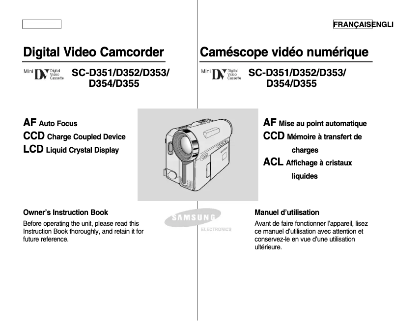 First page image of the manual for SCD355