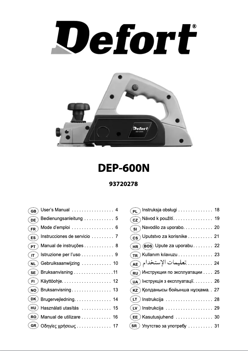 Page 1 of the manual User Manual Defort DEP-600N