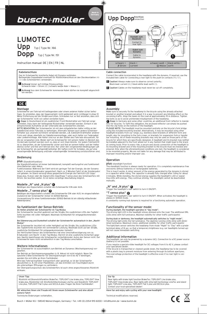 Page 1 of the manual Instructions / Assembly Busch + Müller DOPP