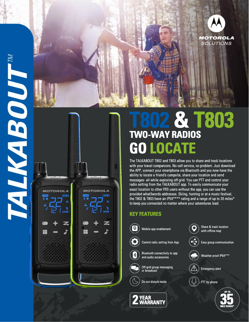 First page image of the manual for TALKABOUT T803