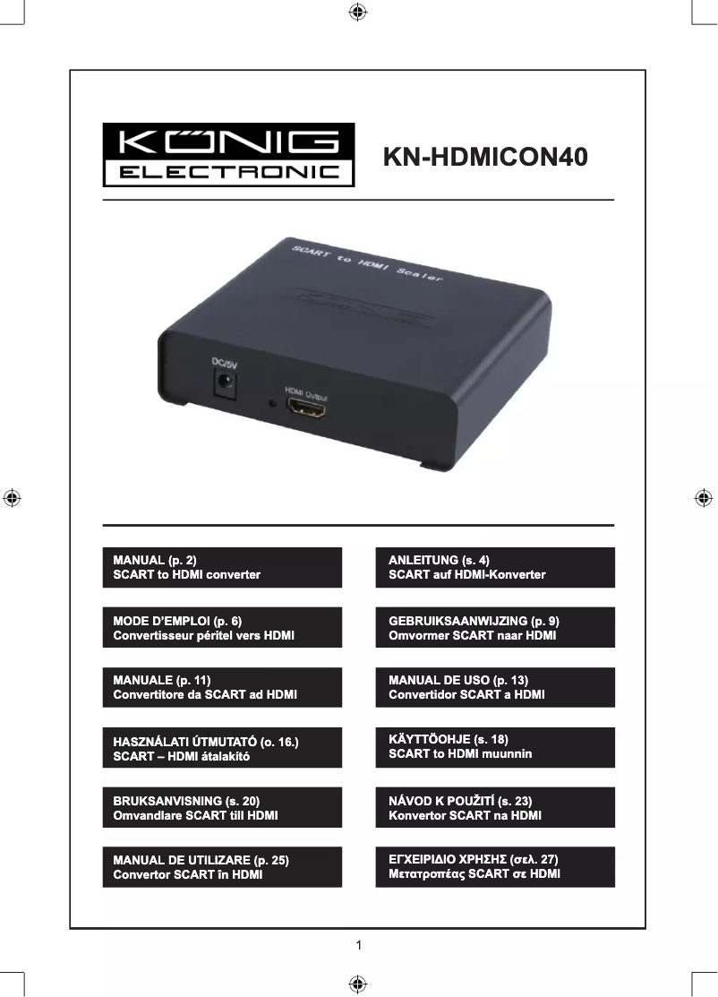 Page 1 of the manual User Manual Konig KN-HDMICON40
