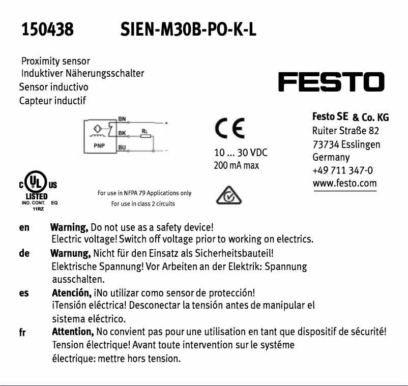 Page 1 of the manual User Manual Festo SIEN-M30B-PO-K-L